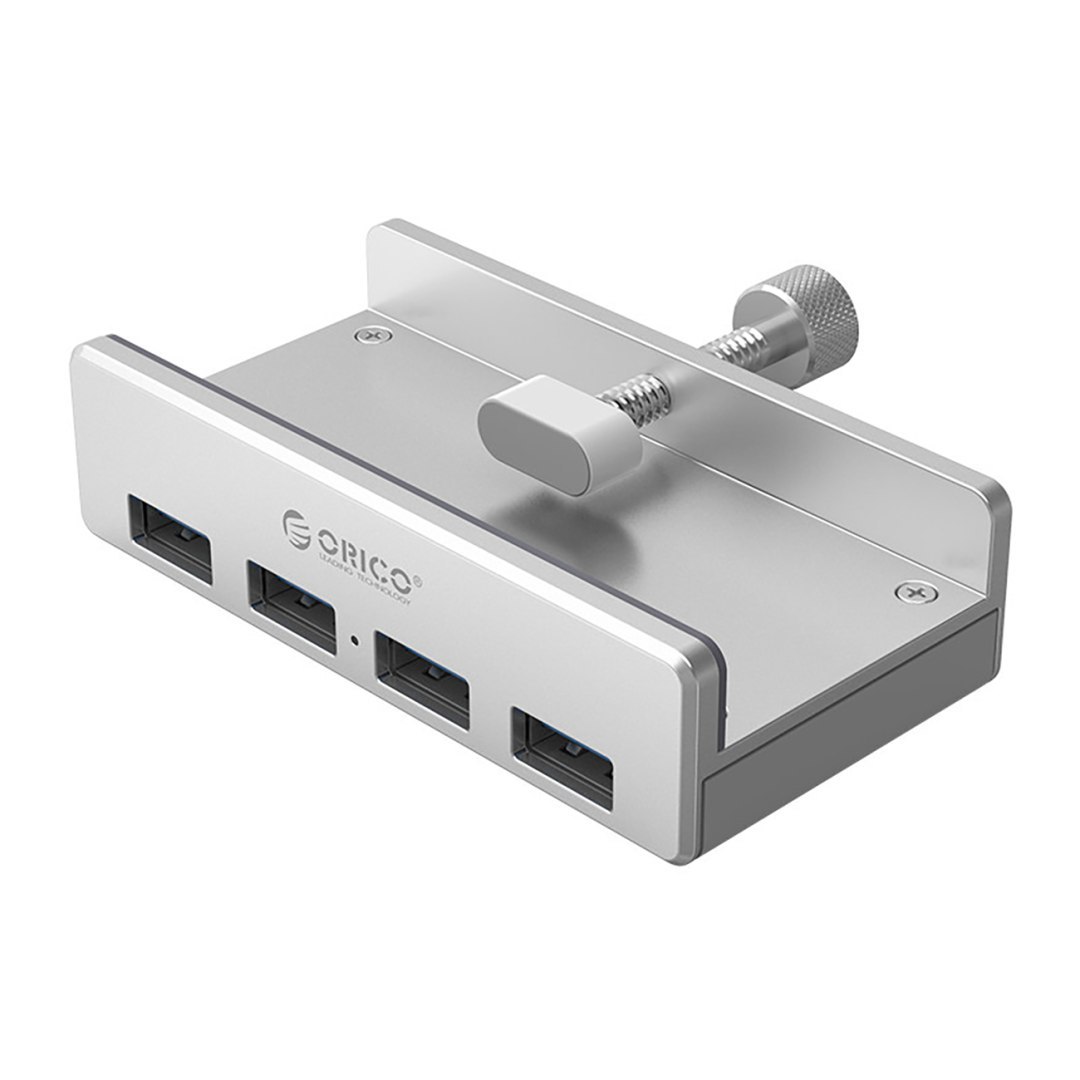 Hub rozdzielacz MH4PU na zacisk do biurka monitora 4x USB-A – srebrny Hub rozdzielacz MH4PU na zacisk do biurka monitora 4x USB-A – srebrny