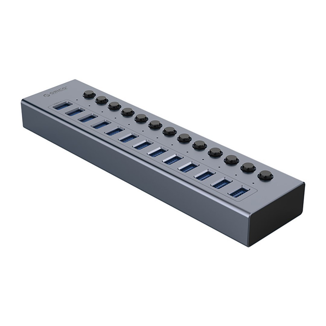 Hub BT2U3-13AB z włącznikami 13x USB-A – szary
