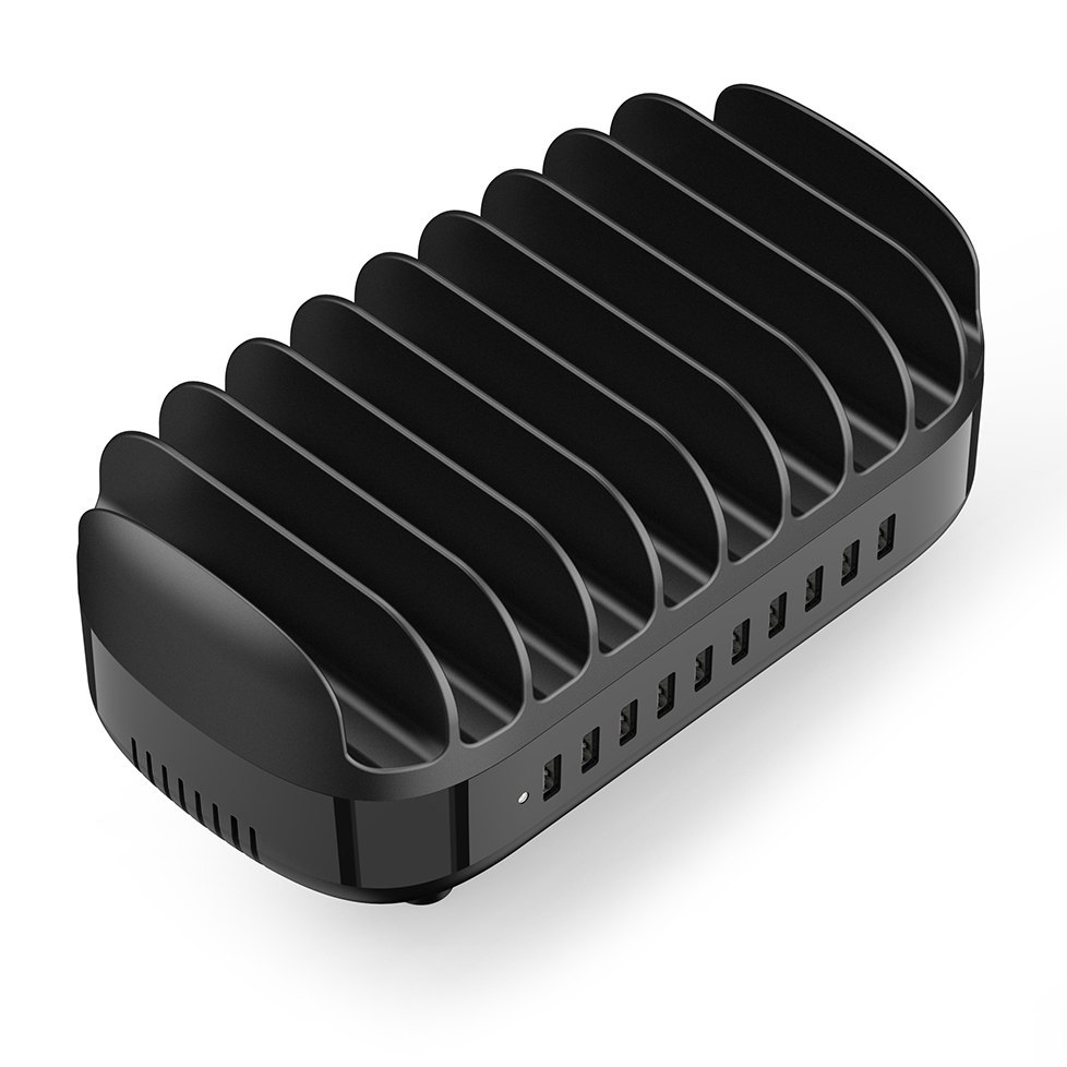 Inteligentna stacja ładowania DUK-10P-V1 do telefonów tabletów 10x USB-A – czarna Inteligentna stacja ładowania DUK-10P-V1 do telefonów tabletów 10x USB-A – czarna