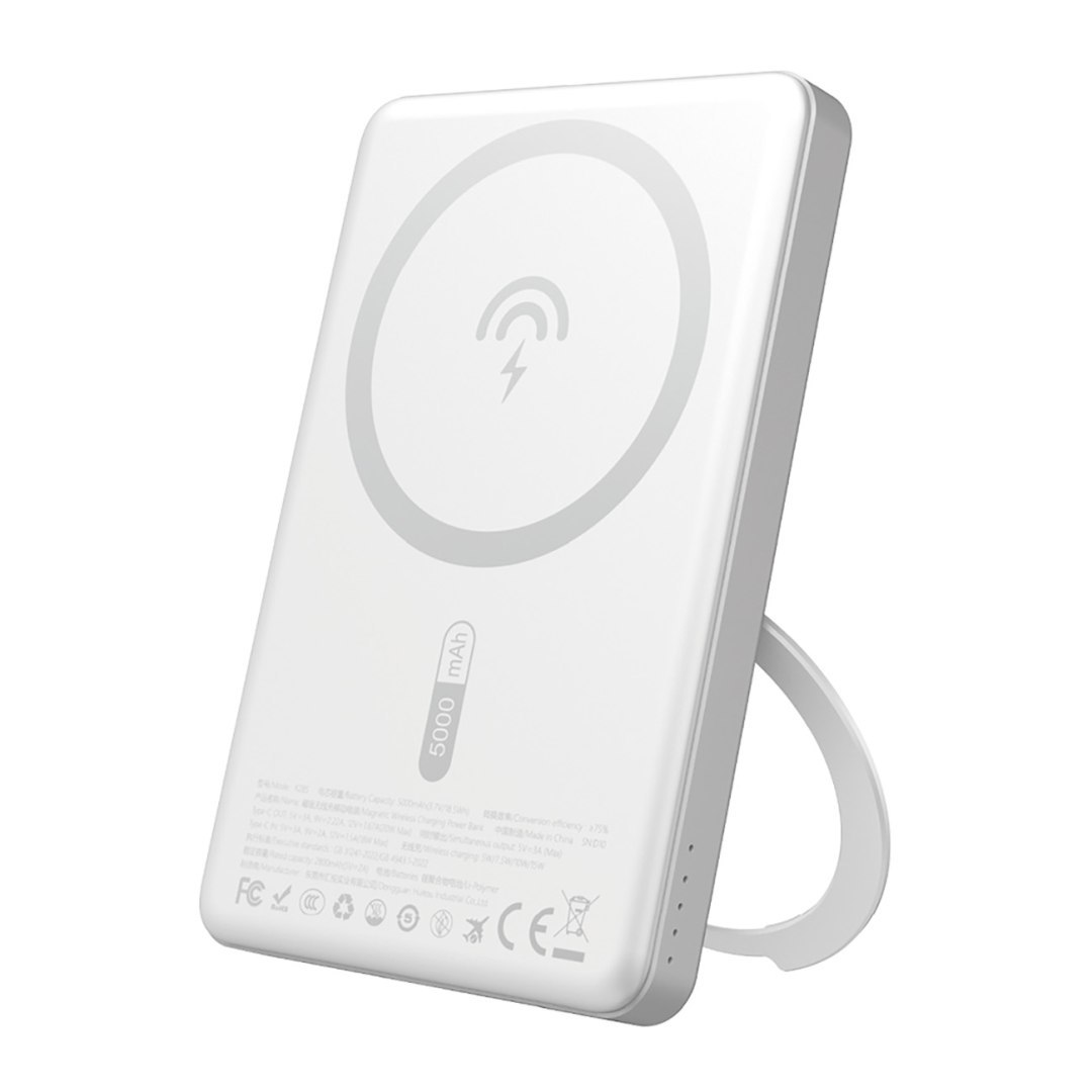 Powerbank z MagSafe i podstawką 20W PD 5000mAh – srebrny