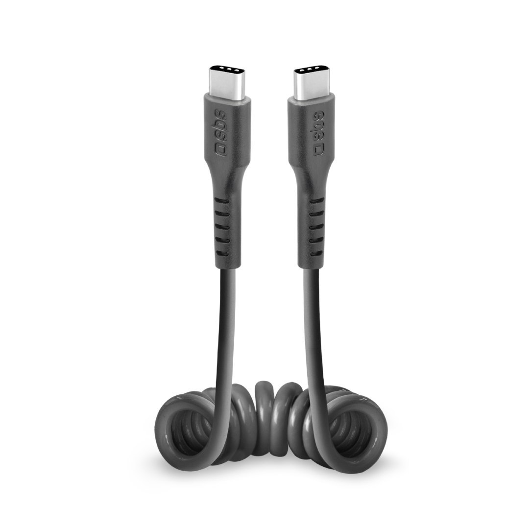 Kabel przewód spiralny USB-C 0.5m – czarny