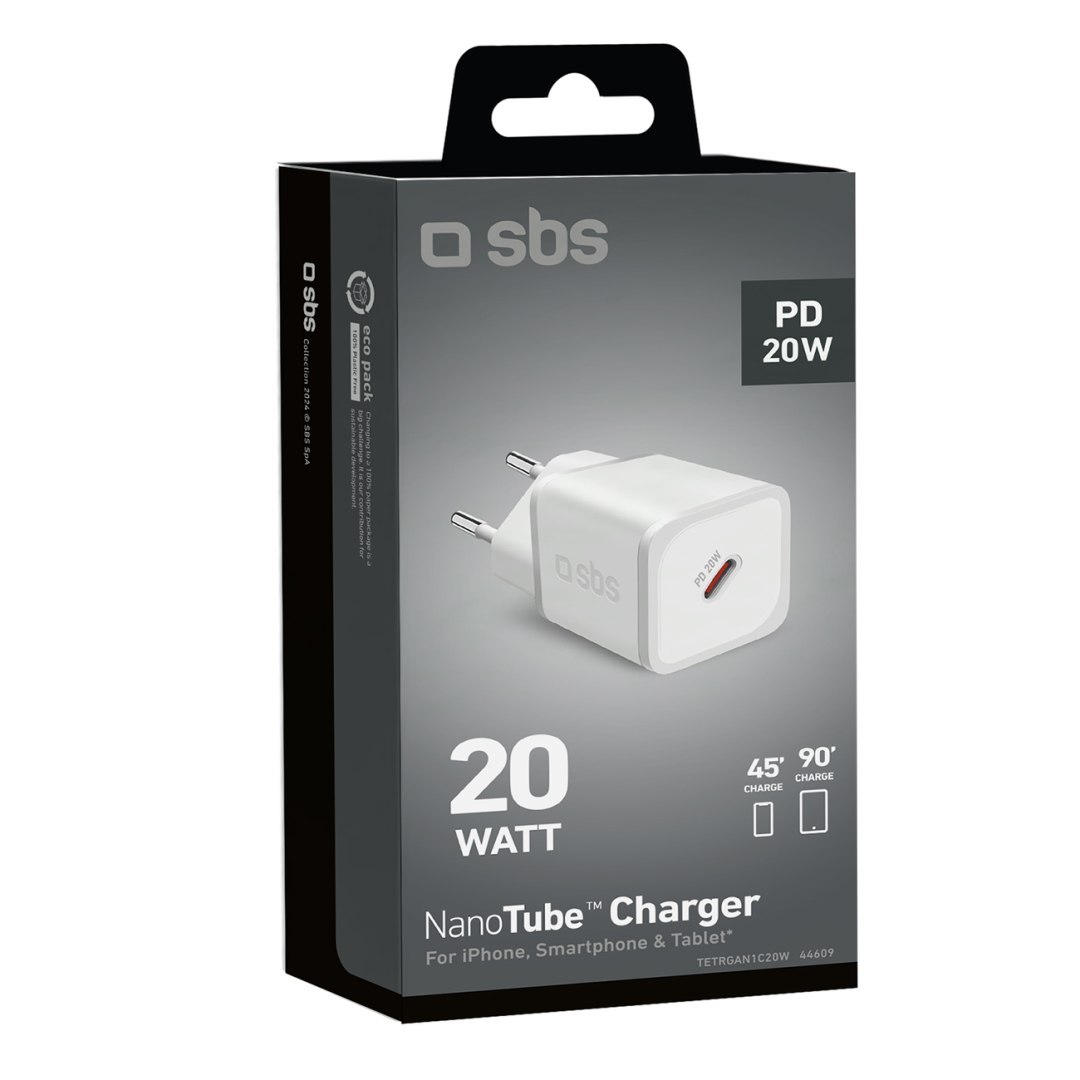 Ładowarka sieciowa GaN z Power Delivery 20W – biała Ładowarka sieciowa GaN z Power Delivery 20W – biała