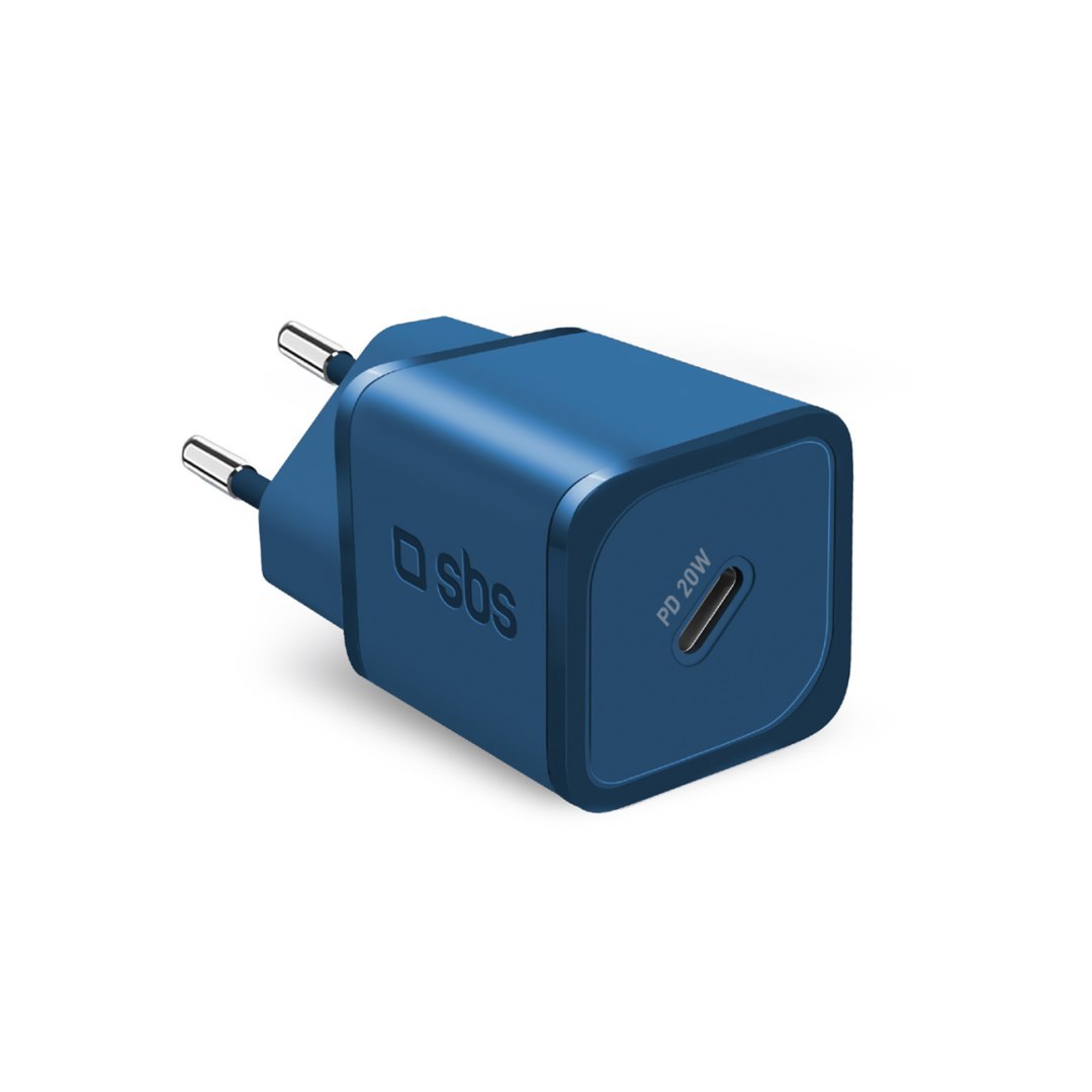 Ładowarka sieciowa GaN z Power Delivery 20W – niebieska