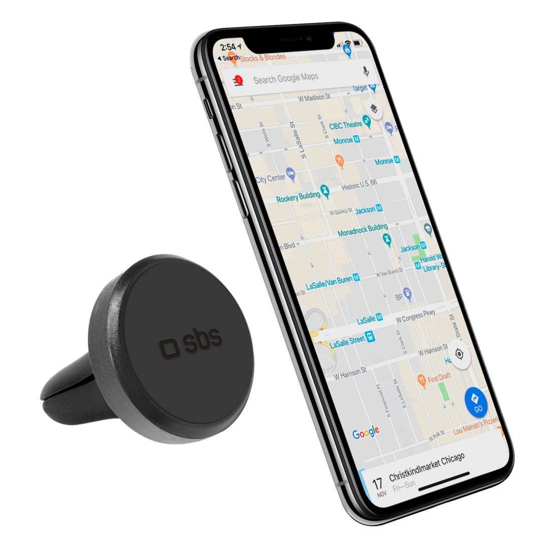 Uchwyt samochodowy magnetyczny do smartfona śr. 33 mm na kratkę nawiewu – czarny Uchwyt samochodowy magnetyczny do smartfona śr. 33 mm na kratkę nawiewu – czarny