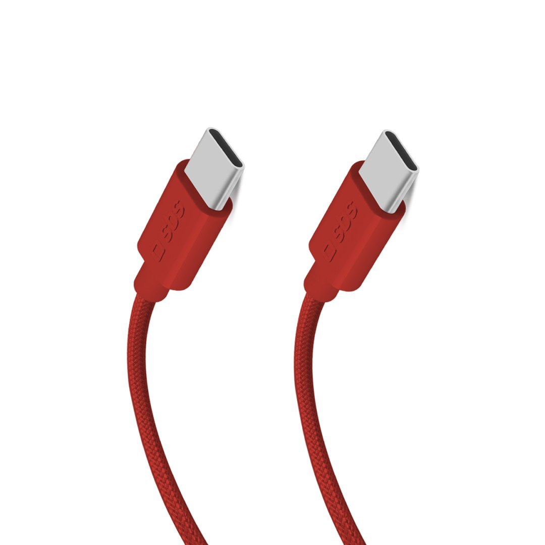 Kabel przewód w oplocie USB-C 60 W 1.5m – czerwony