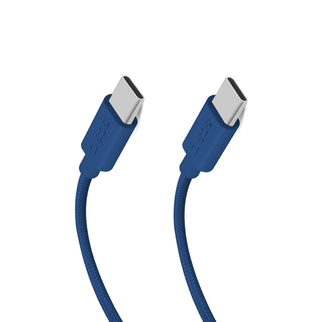 Kabel przewód w oplocie USB-C – USB-C 60W 1.5m – niebieski