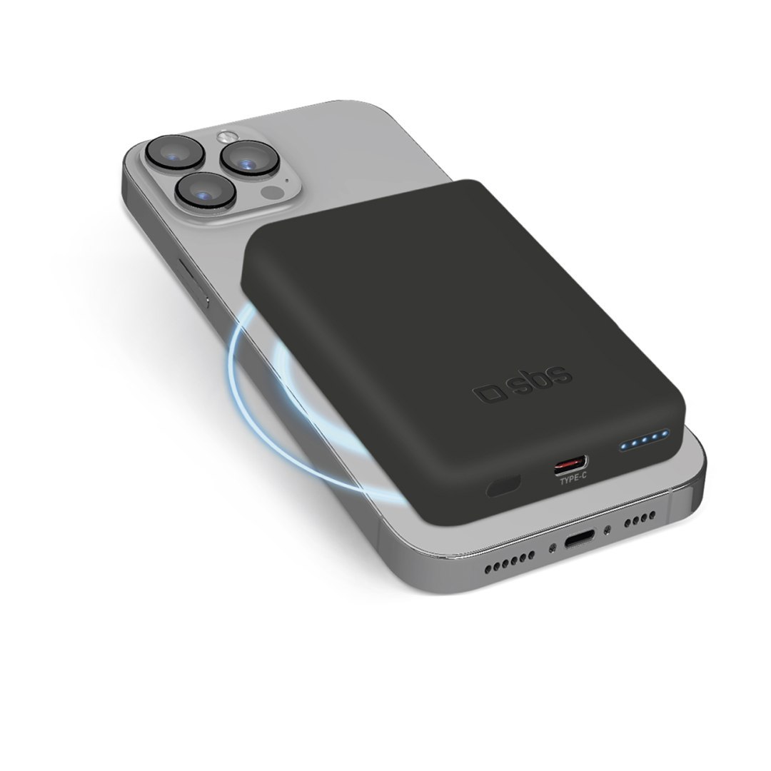 Powerbank beprzewodowy 5000 mAh USB-C MagSafe – czarny