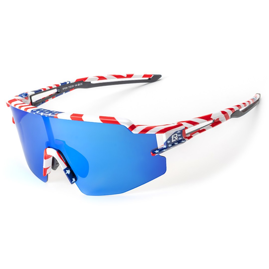 Okulary rowerowe polaryzacyjne z filtrem UV i wkładką korekcyjną – wzór USA niebieskie Okulary rowerowe polaryzacyjne z filtrem UV i wkładką korekcyjną – wzór USA niebieskie