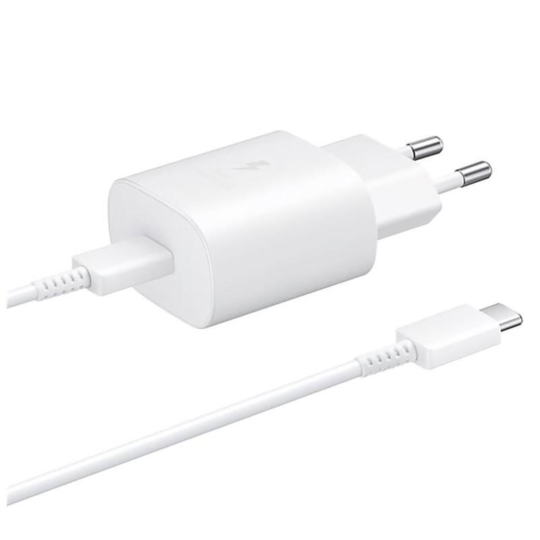 Ładowarka sieciowa Samsung USB-C 25W z kablem USB-C – biała Ładowarka sieciowa Samsung USB-C 25W z kablem USB-C – biała