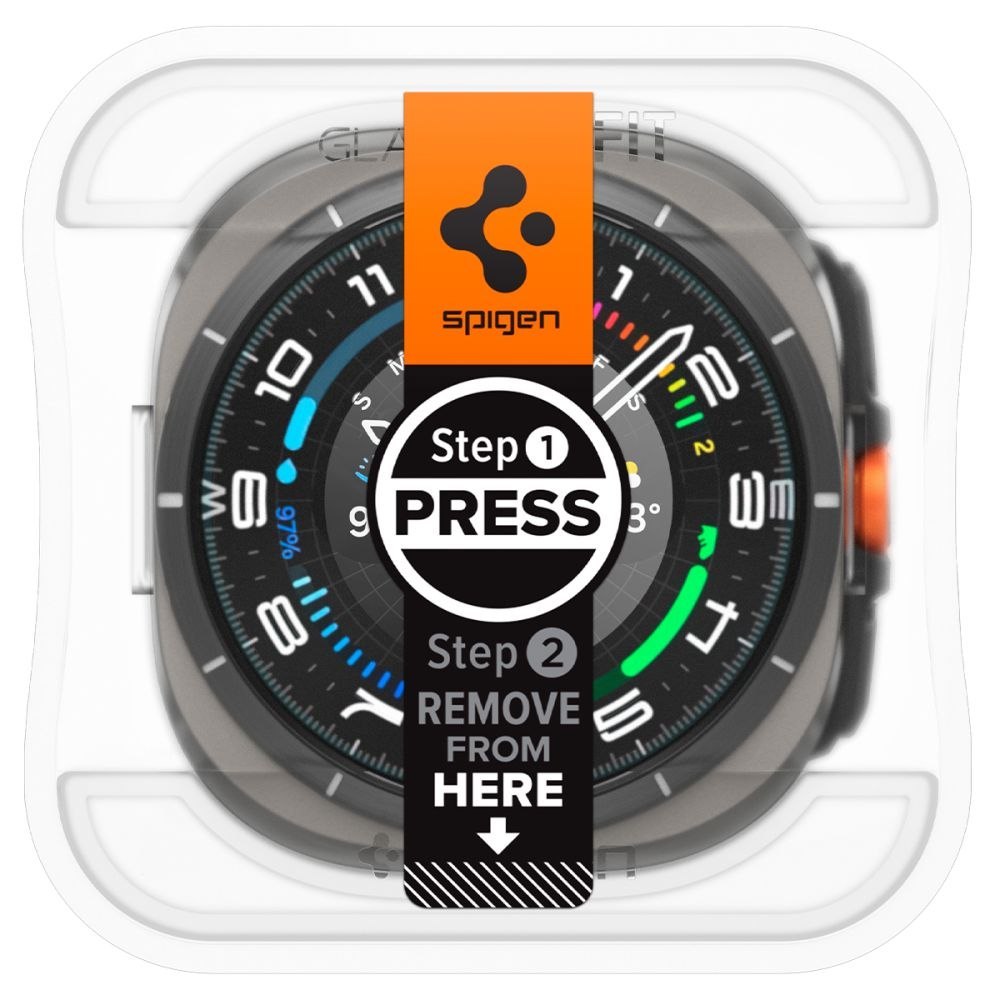 Szkło hartowane z ramką montażową na Samsung Galaxy Watch Ultra 47 mm – 2 szt. Szkło hartowane z ramką montażową na Samsung Galaxy Watch Ultra 47 mm – 2 szt.