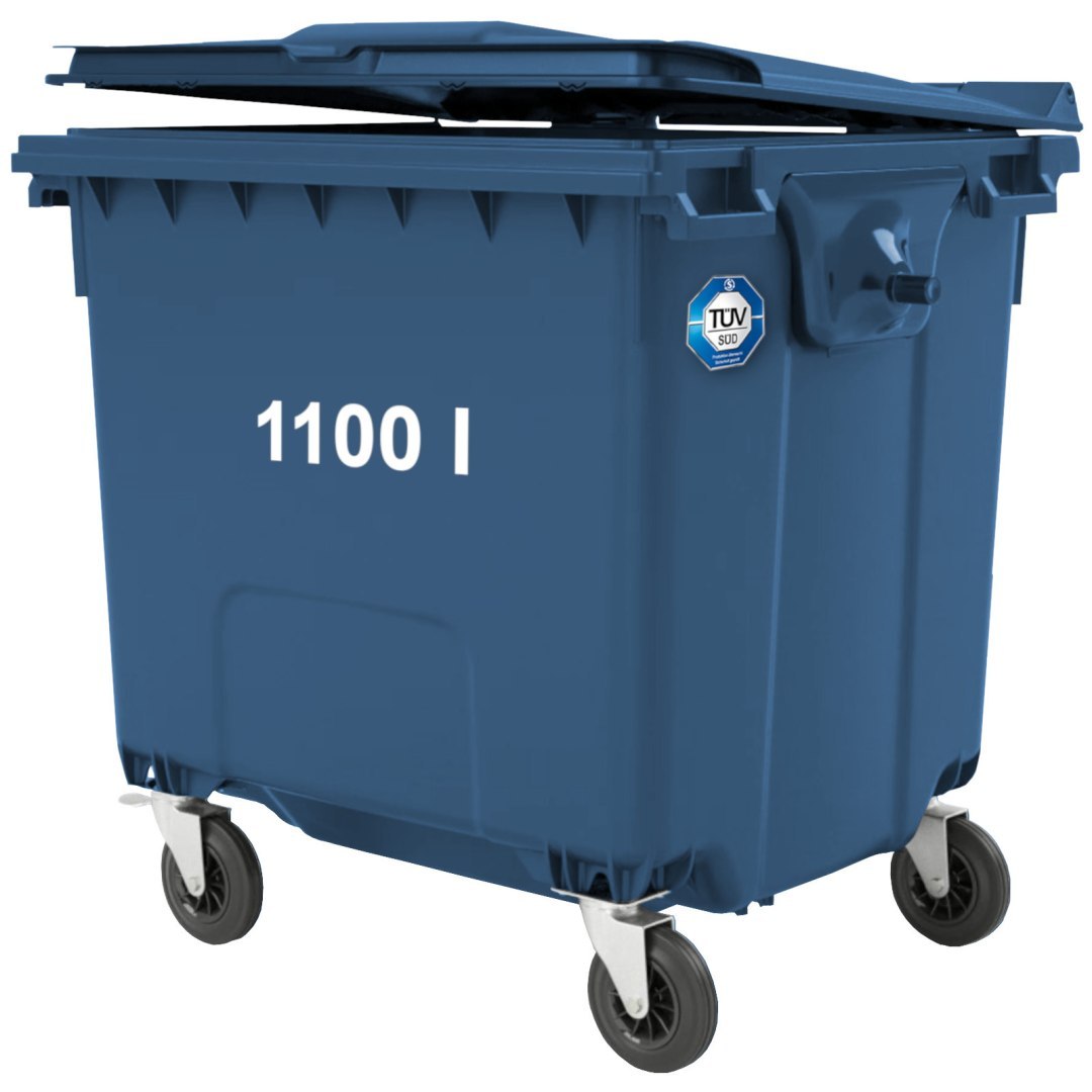 Kontener pojemnik na odpady śmieci komunalne PZH EN 840-2 DIN 1100L – niebieski
