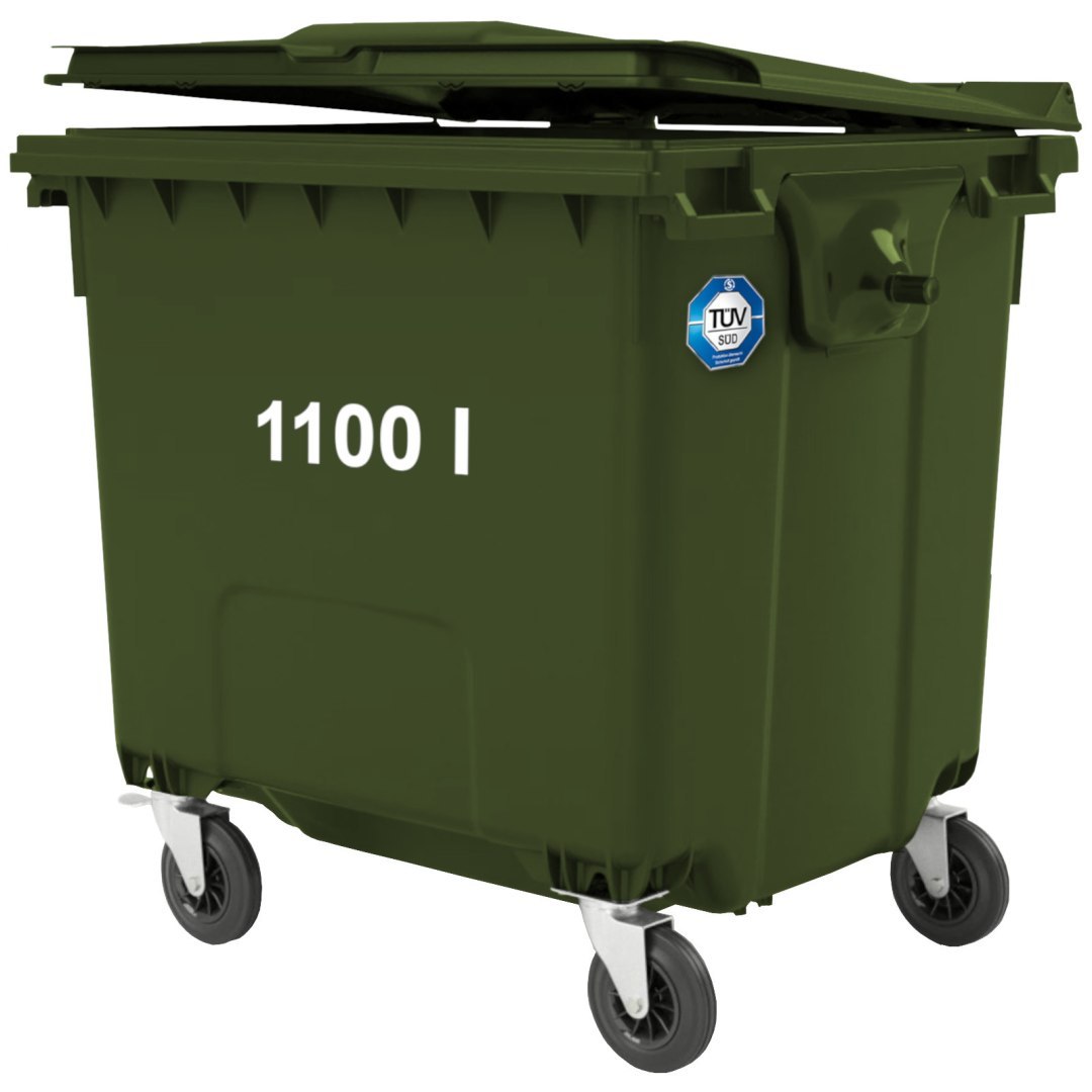 Kontener pojemnik na odpady śmieci komunalne PZH EN 840-2 DIN 1100L – zielony