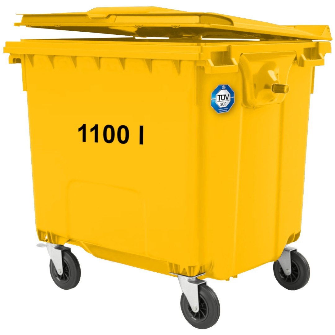 Kontener pojemnik na odpady śmieci komunalne PZH EN 840-2 DIN 1100L – żółty