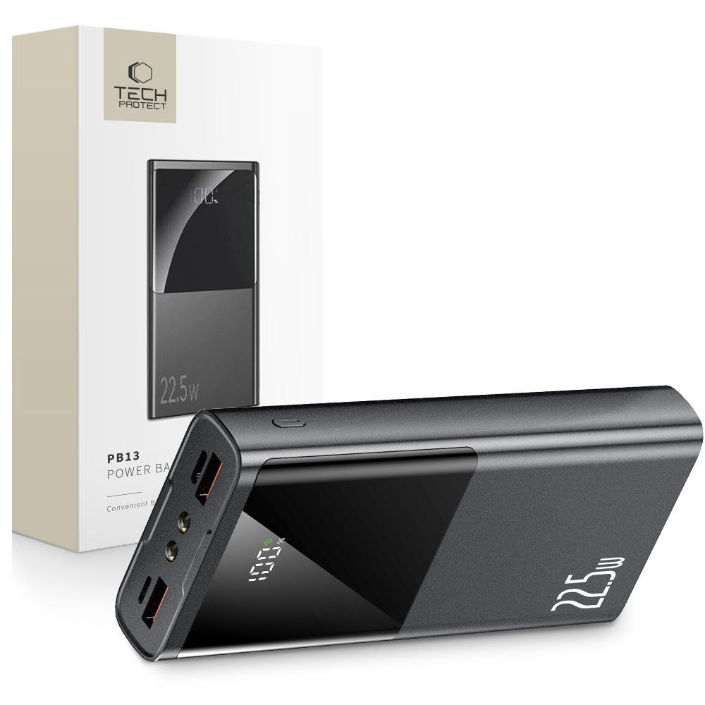 Powerbank PB13 20000mAh USB-A USB-C iPhone Lightning z kablem USB-C – USB-A 22.5W – szary