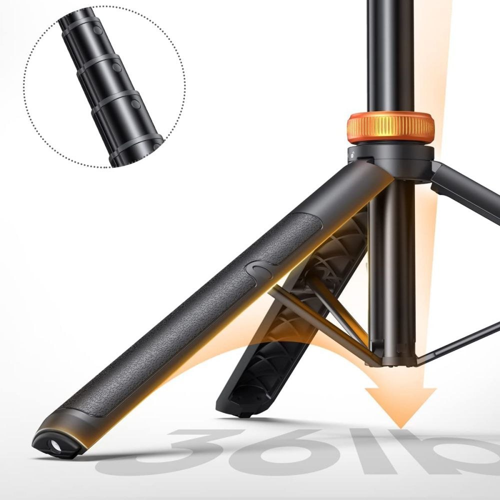 Selfie stick kijek do zdjęć Bluetooth z pilotem tripodem głowicą 148cm – czarny Selfie stick kijek do zdjęć Bluetooth z pilotem tripodem głowicą 148cm – czarny
