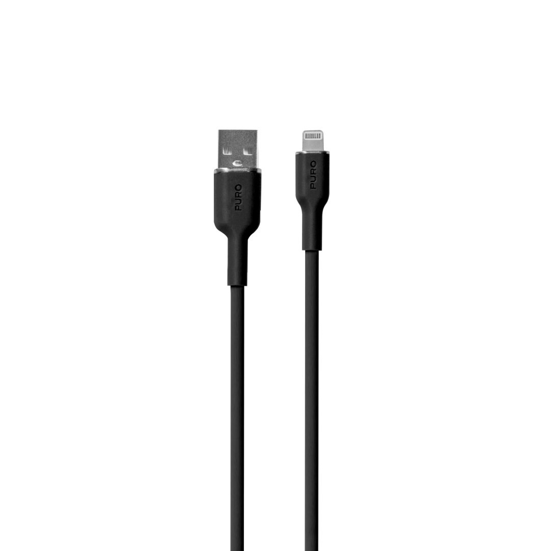 Kabel przewód silikonowy USB-A – iPhone Lightning 1.5m – czarny