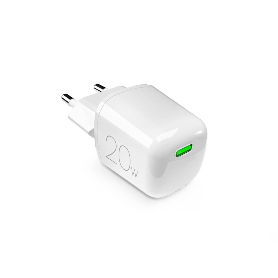 Ładowarka sieciowa USB-C GaN 20W – biała