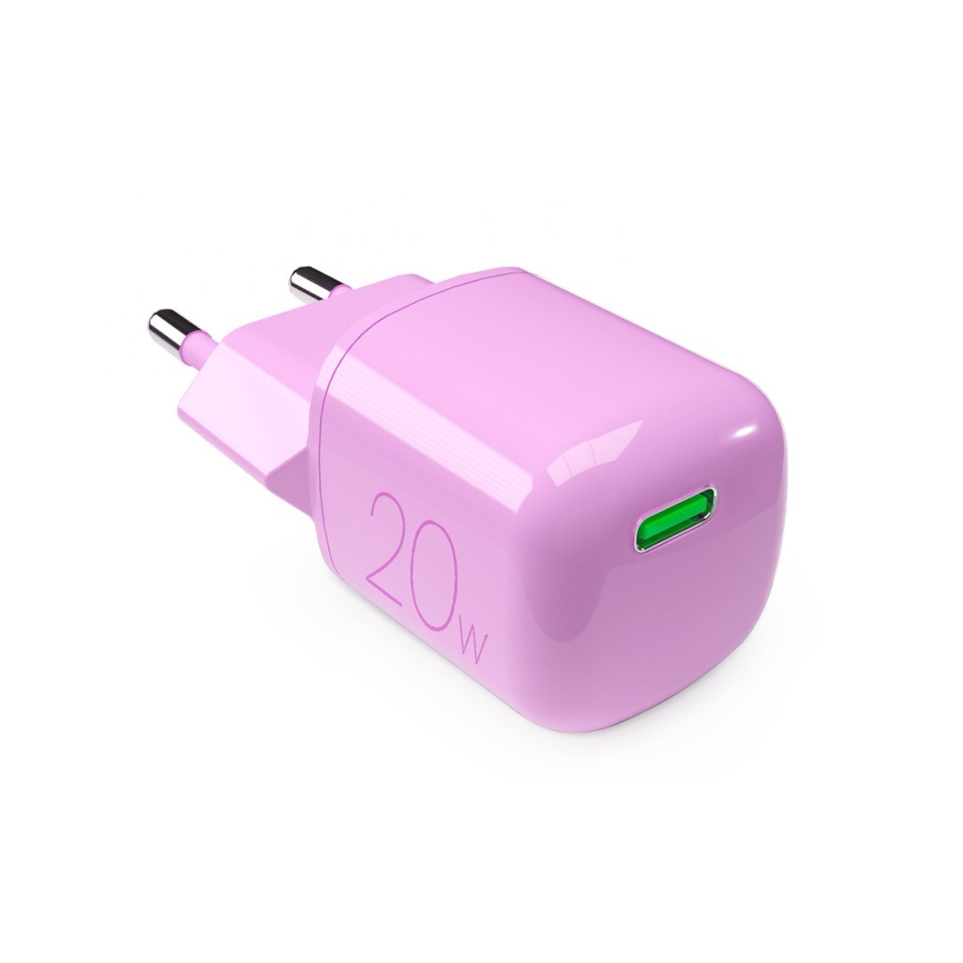 Ładowarka sieciowa USB-C GaN 20W – różowa