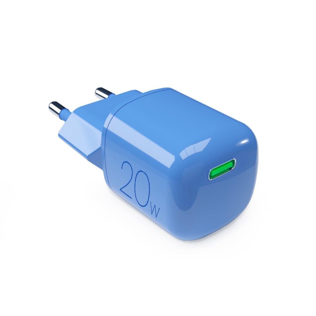 Ładowarka sieciowa USB-C GaN 20W – niebieska