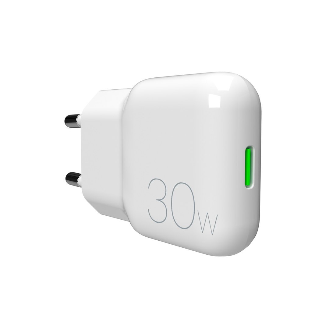 Ładowarka sieciowa USB-C GaN 30W – biała