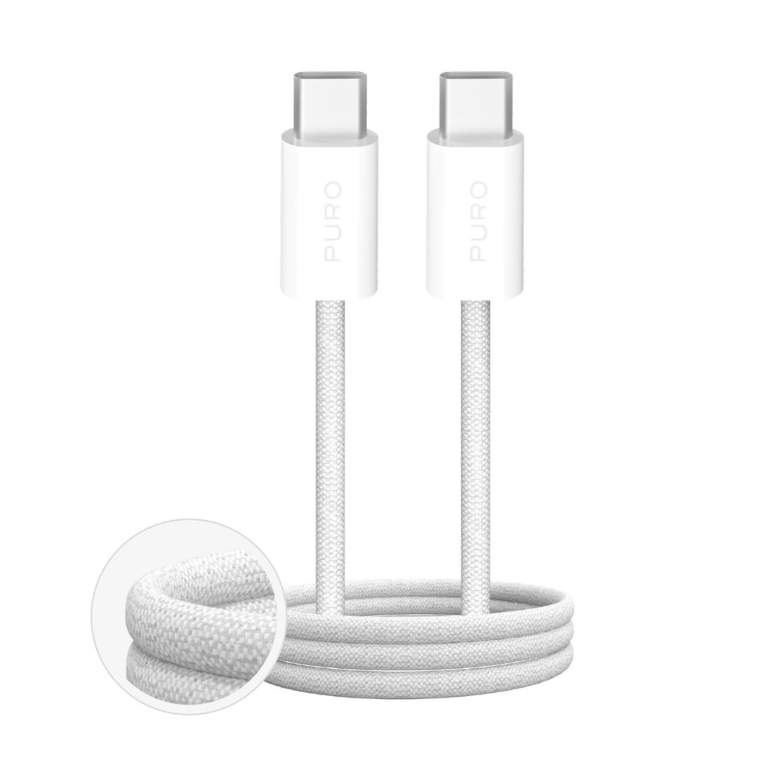 Kabel przewód USB-C w oplocie Fabrik 60W 3m – biały