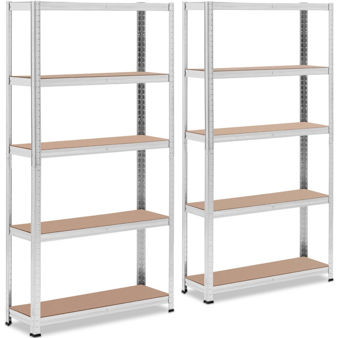 Regał magazynowy metalowy 5 półek 875 kg 90 x 30 x 180 cm szary 2 szt. Regał magazynowy metalowy 5 półek 875 kg 90 x 30 x 180 cm szary 2 szt.
