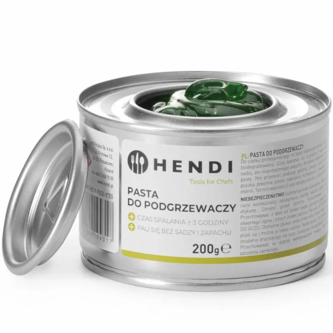 Pasta do podgrzewaczy potraw – etanol puszka 48 x 200g – Hendi 194546