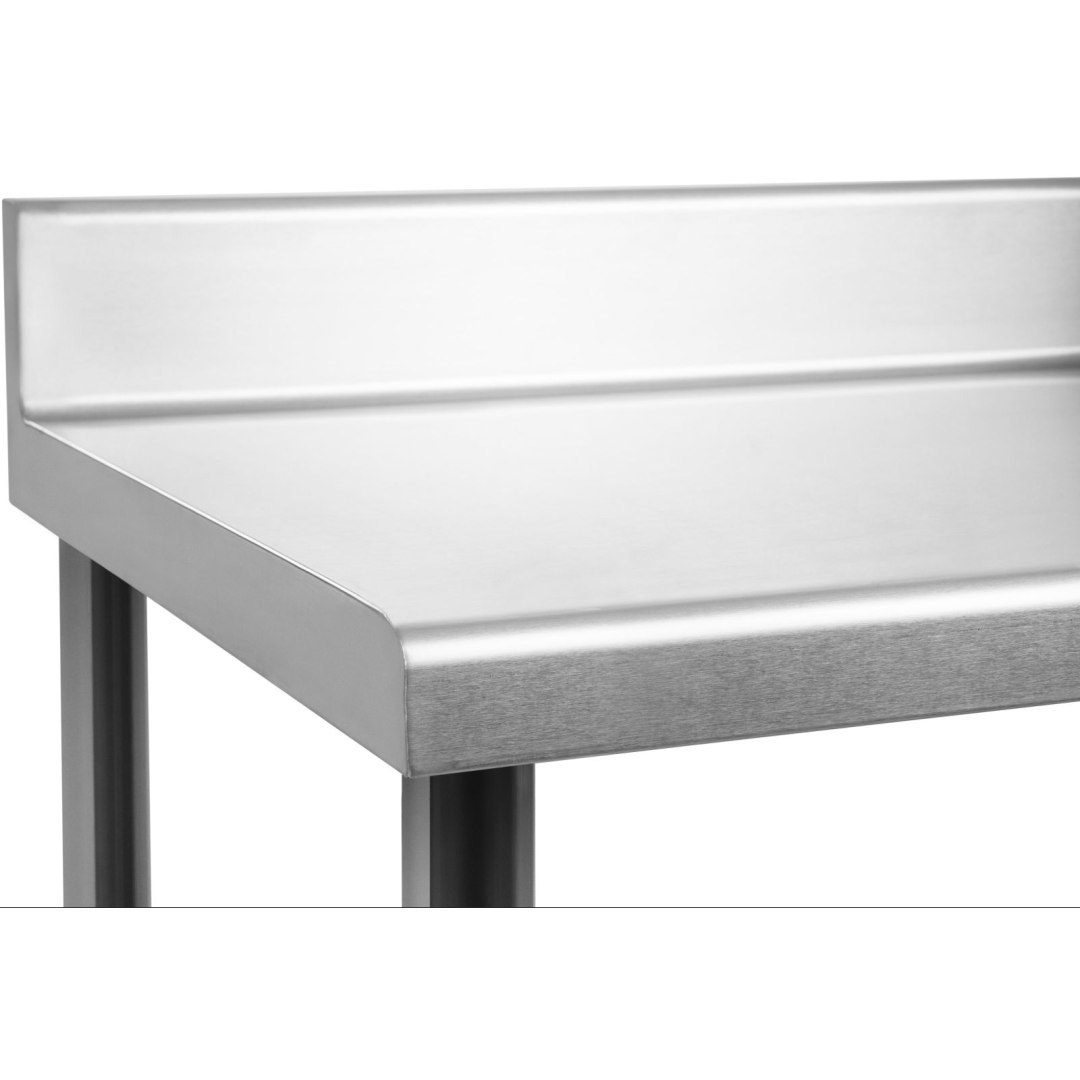 Stół do kuchni blat roboczy ze stali nierdzewnej z rantem i dolną półką 180x60cm Stół do kuchni blat roboczy ze stali nierdzewnej z rantem i dolną półką 180x60cm