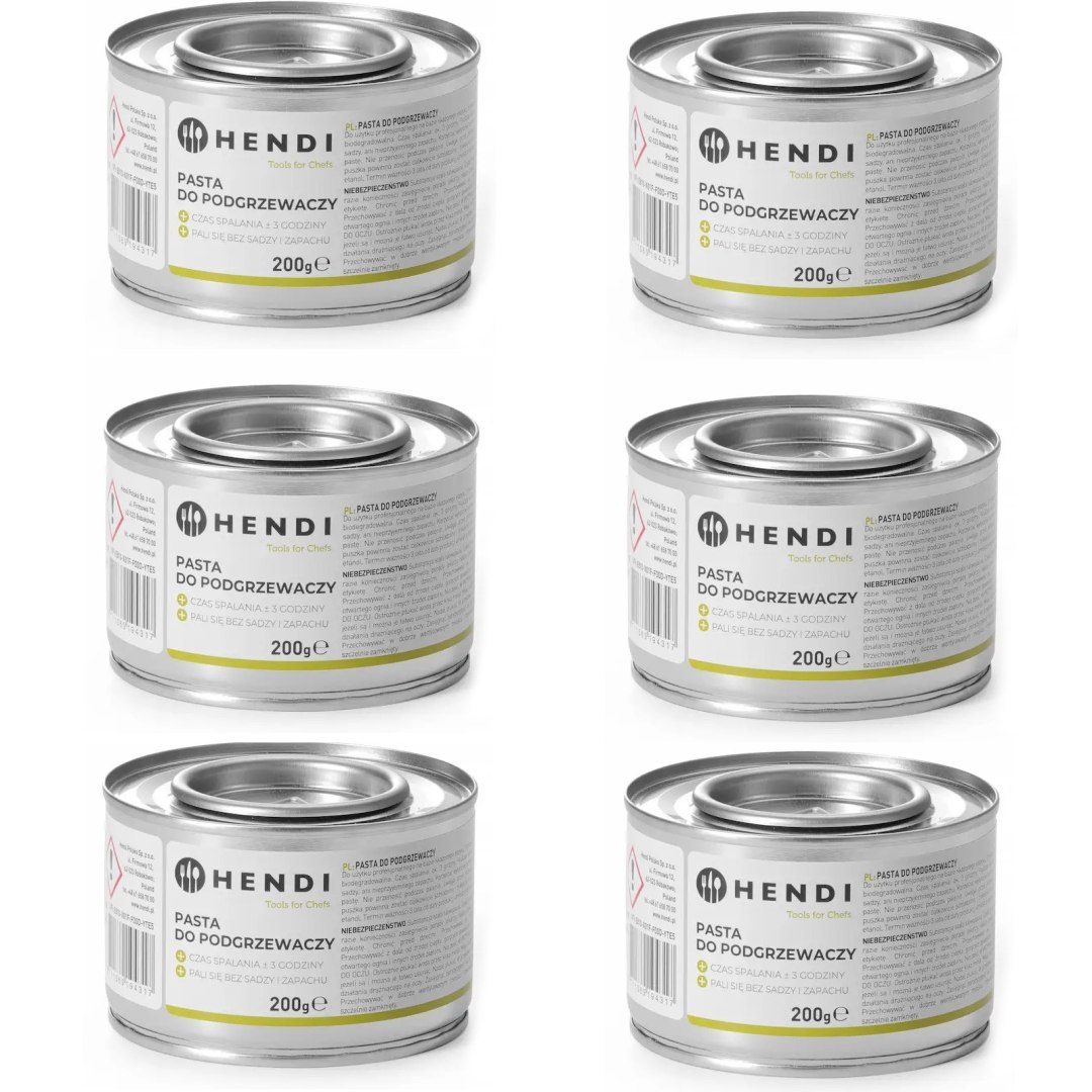 Pasta etanol BIO do podgrzewaczy w puszce zestaw 6x200g – Hendi 194357