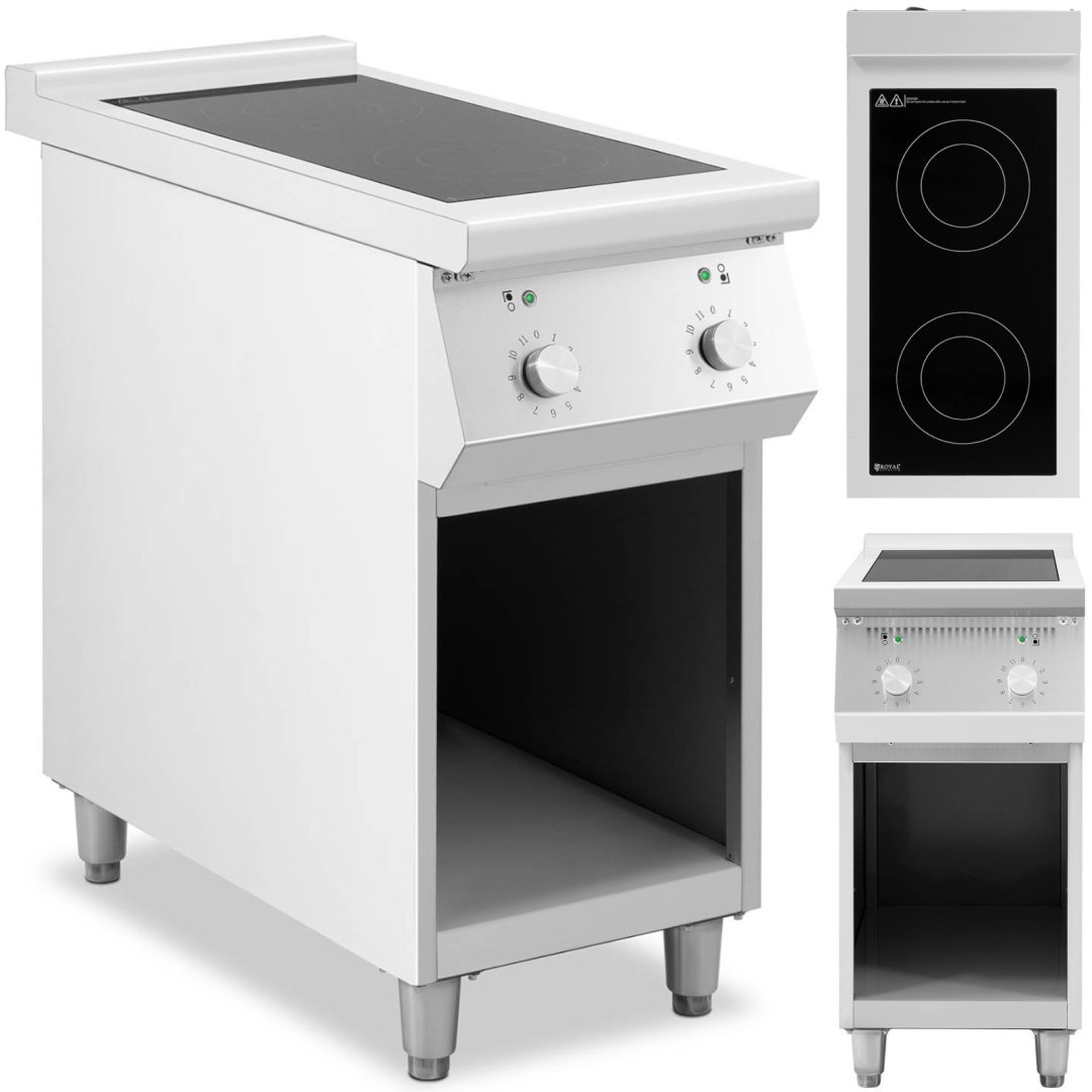Kuchnia indukcyjna 2 palnikowa wolnostojąca na otwartej podstawie 400 V 8500 W Kuchnia indukcyjna 2 palnikowa wolnostojąca na otwartej podstawie 400 V 8500 W