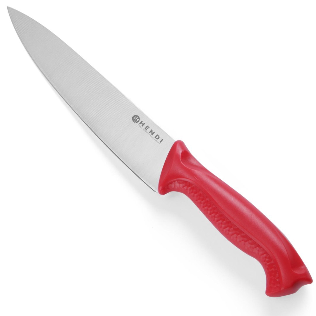 Nóż kucharski HACCP do surowego mięsa 385mm – czerwony – HENDI 842720 Nóż kucharski HACCP do surowego mięsa 385mm – czerwony – HENDI 842720