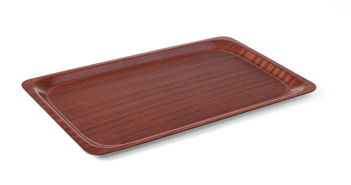Taca antypoślizgowa drewniana, mahoń 530x325mm GN1/1 – Hendi 507216