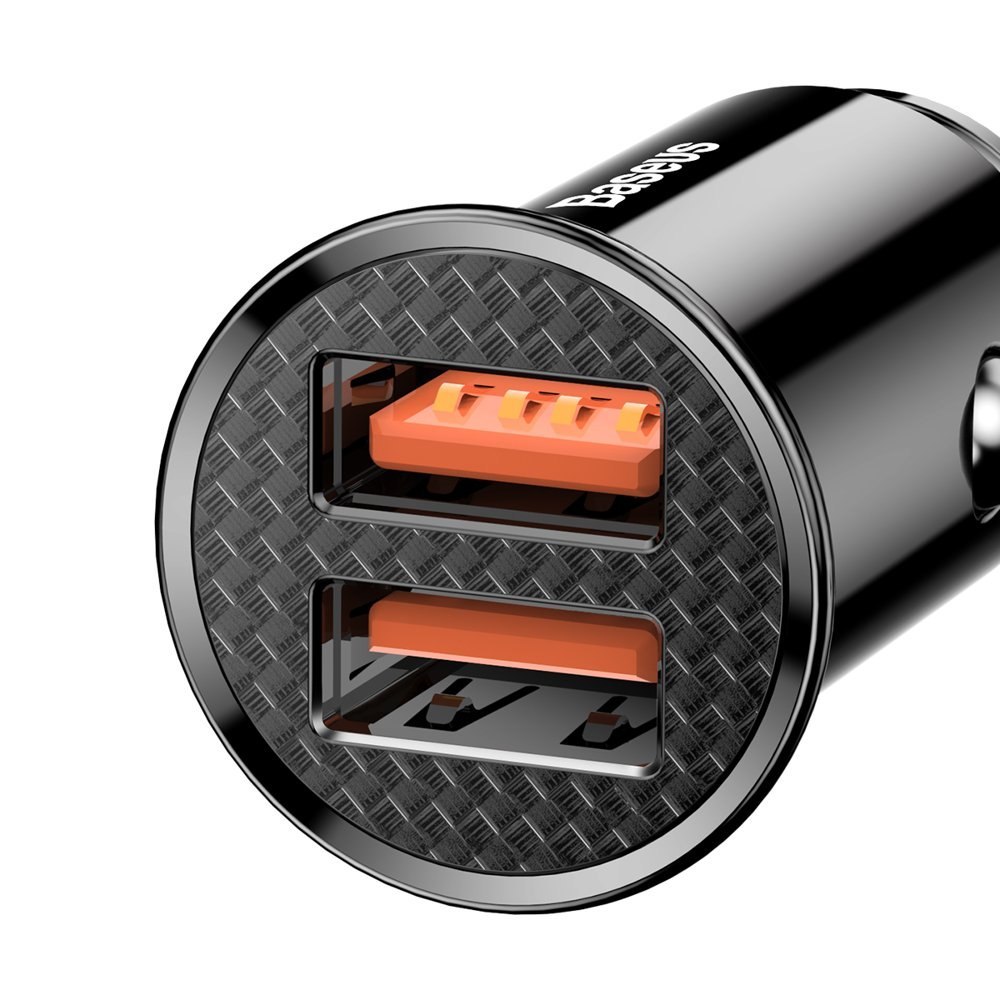 Inteligentna ładowarka samochodowa Circular 2x USB QC3.0 Quick Charge 3.0 SCP AFC 30W czarny Inteligentna ładowarka samochodowa Circular 2x USB QC3.0 Quick Charge 3.0 SCP AFC 30W czarny