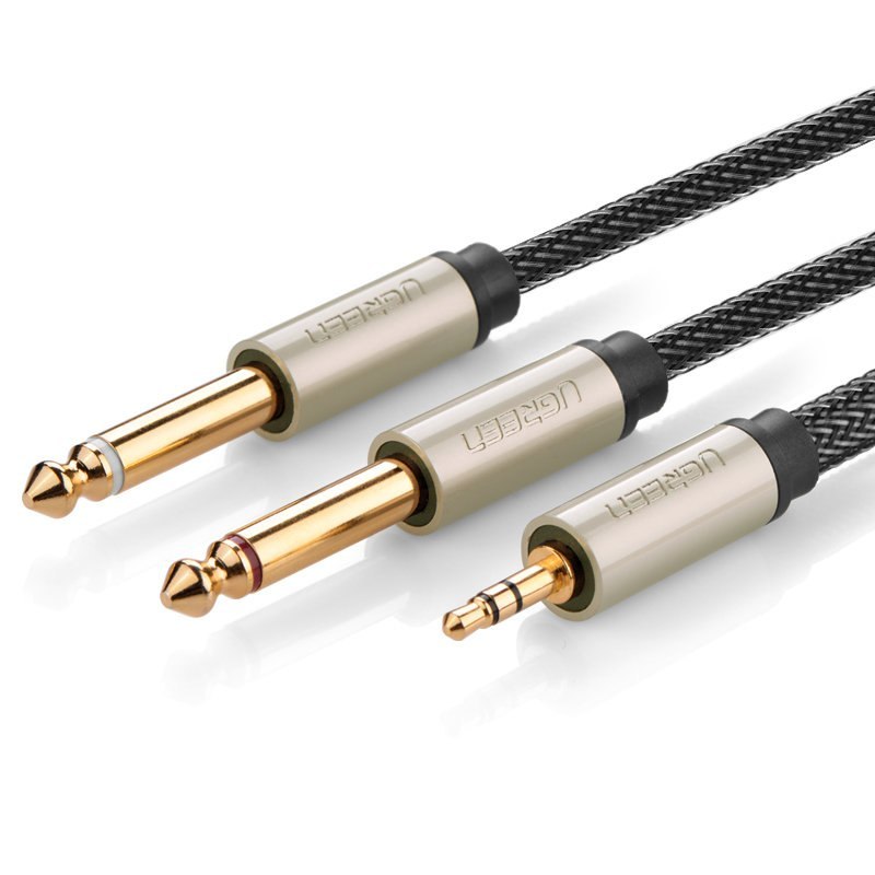 Kabel przewód rozdzielacz audio mini jack 3.5 mm – 2x jack 6.35mm 1m szary Kabel przewód rozdzielacz audio mini jack 3.5 mm – 2x jack 6.35mm 1m szary