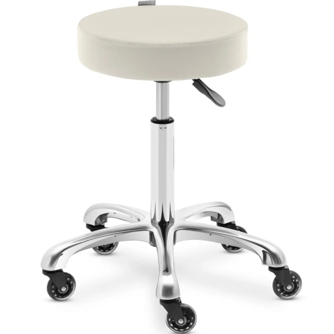 Taboret stołek hoker kosmetyczny na kółkach do 150 kg WORCESTER – beżowy Taboret stołek hoker kosmetyczny na kółkach do 150 kg WORCESTER – beżowy