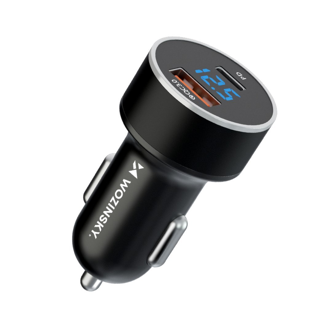 Ładowarka samochodowa do zapalniczki USB-C USB-A 36W czarna Ładowarka samochodowa do zapalniczki USB-C USB-A 36W czarna