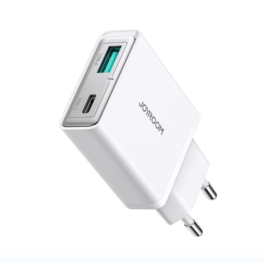 Mała i supercienka ładowarka sieciowa 20W USB-A USB-C – biała Mała i supercienka ładowarka sieciowa 20W USB-A USB-C – biała