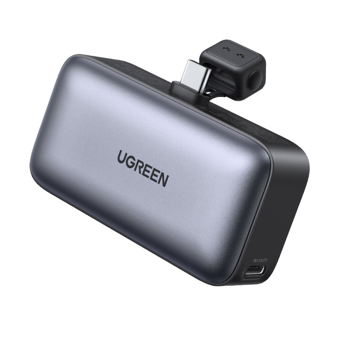 Powerbank 5000mAh zintegrowane złącze USB-C (męski) / USB-C (żeński) – szary