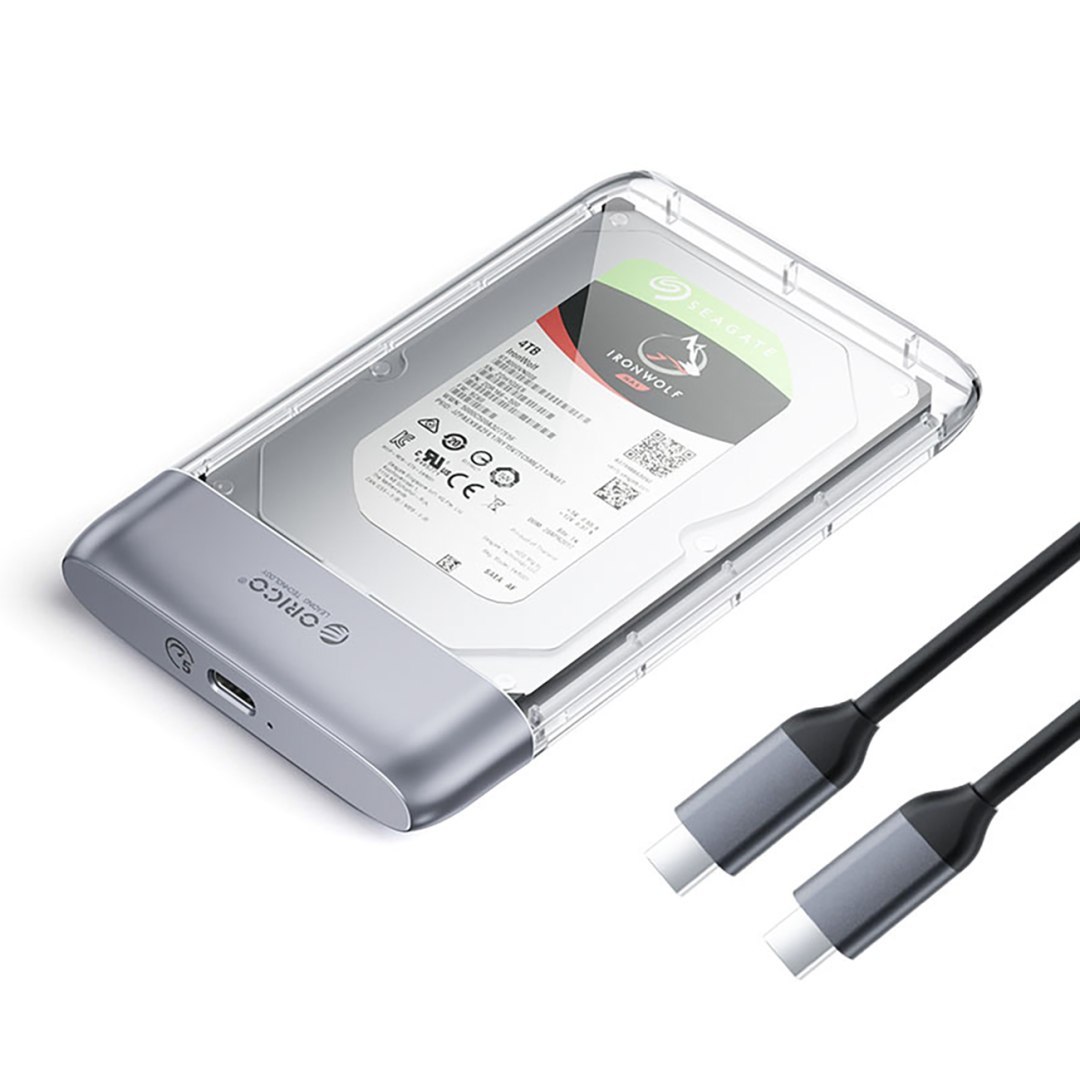 Kieszeń obudowa na dysk TX25C3 2.5” HDD / SSD USB-C 5Gb/s – przezroczysta