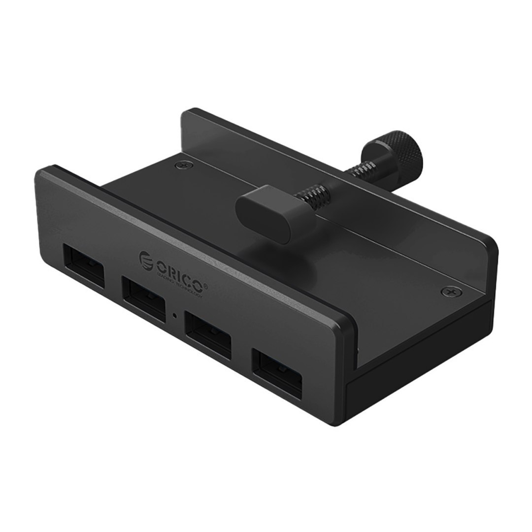 Hub rozdzielacz MH4PU na zacisk do biurka monitora 4x USB-A – czarny Hub rozdzielacz MH4PU na zacisk do biurka monitora 4x USB-A – czarny