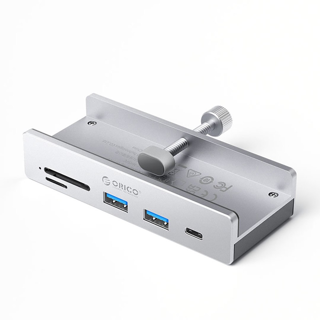 Hub MH5PC montowany na zacisk USB-C / USB-A USB-C SD TF – srebrny Hub MH5PC montowany na zacisk USB-C / USB-A USB-C SD TF – srebrny