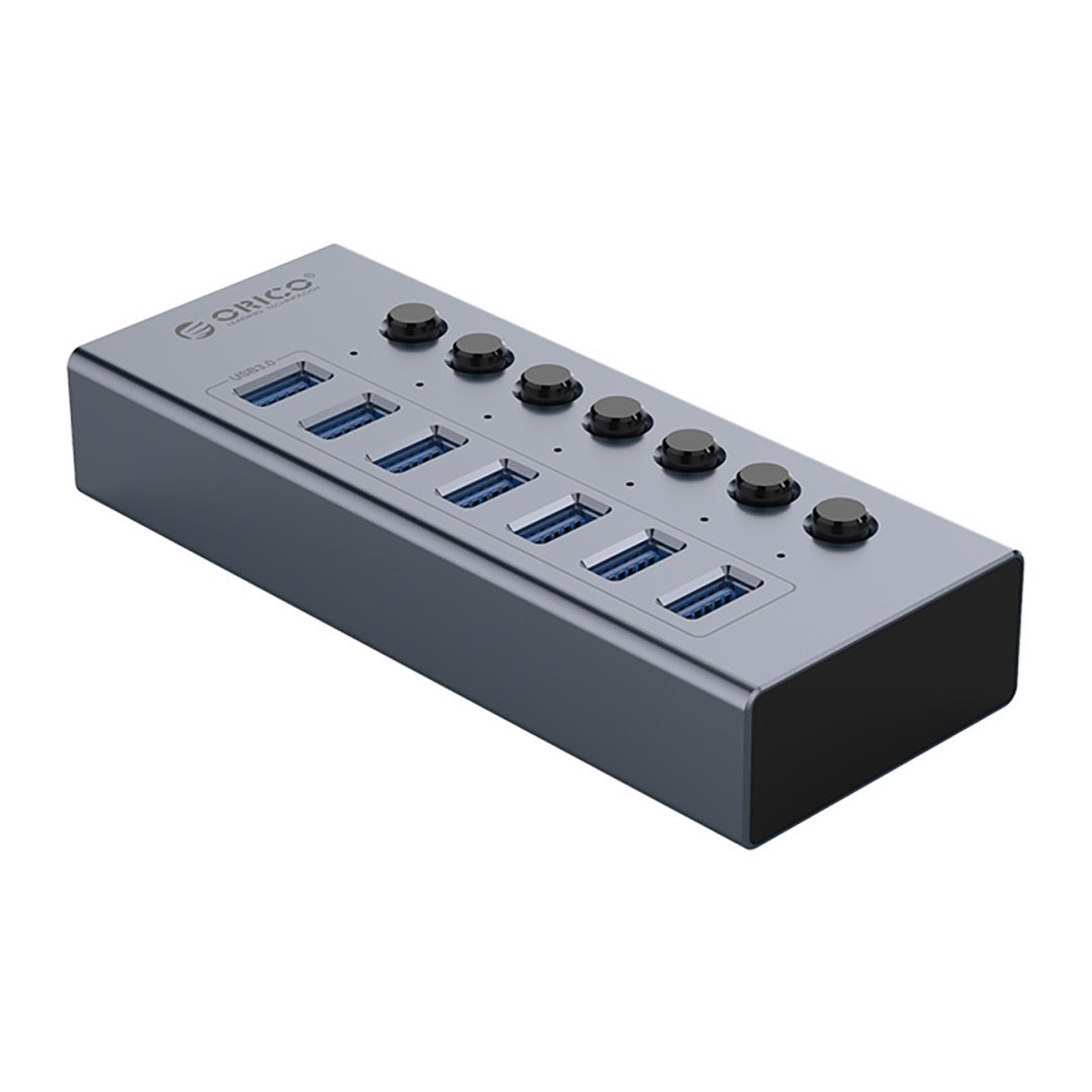 Hub BT2U3-7AB z włącznikami 7x USB-A – szary