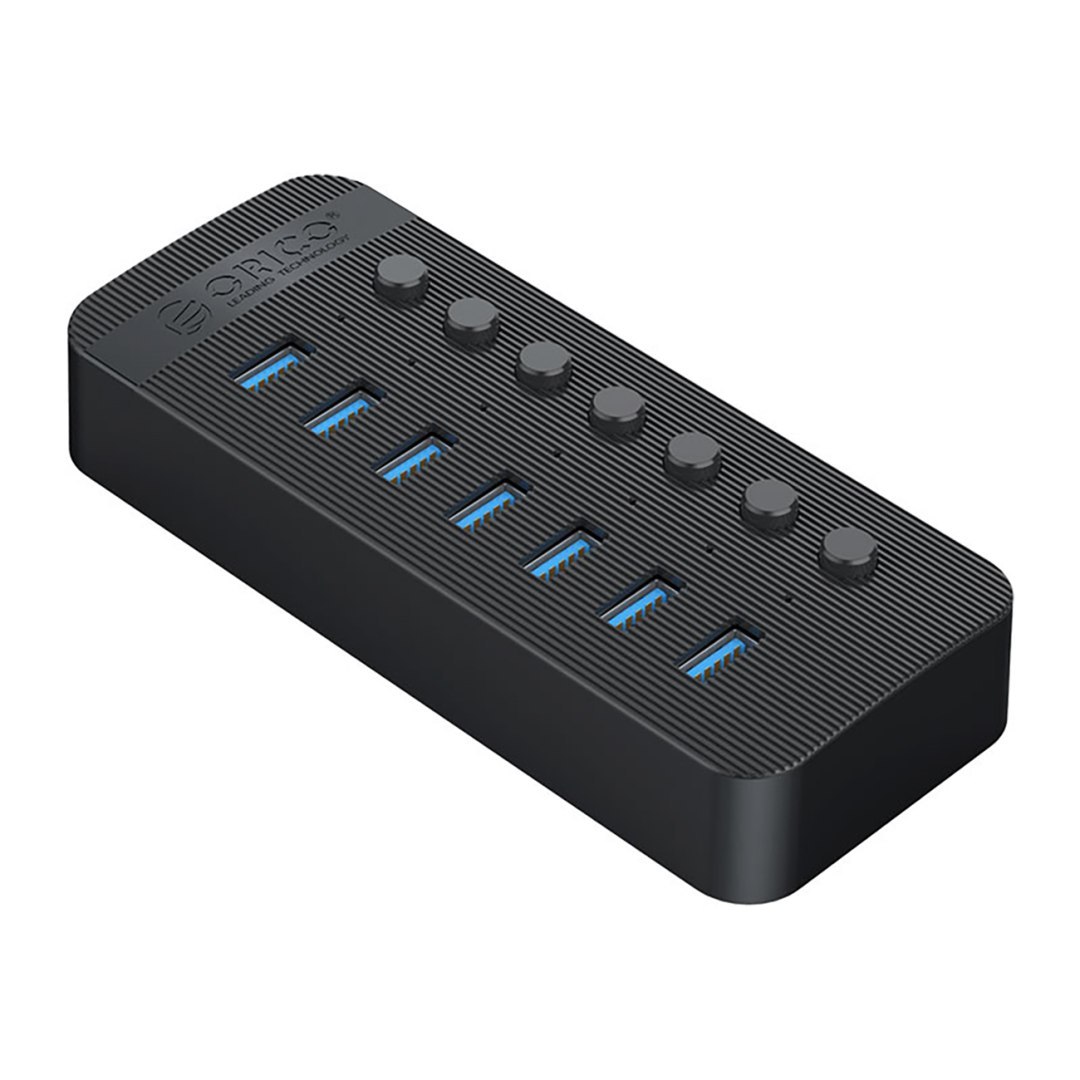 Hub CT2U3-7AB z włącznikami 7x USB-A – czarny