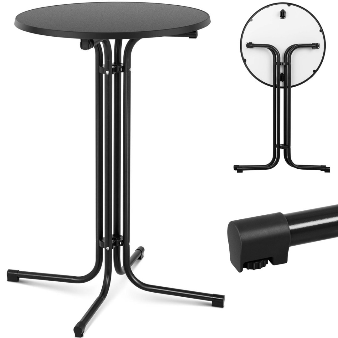 Stół stolik barowy okrągły wysoki składany śr. 70 cm wys. 110 cm czarny Stół stolik barowy okrągły wysoki składany śr. 70 cm wys. 110 cm czarny