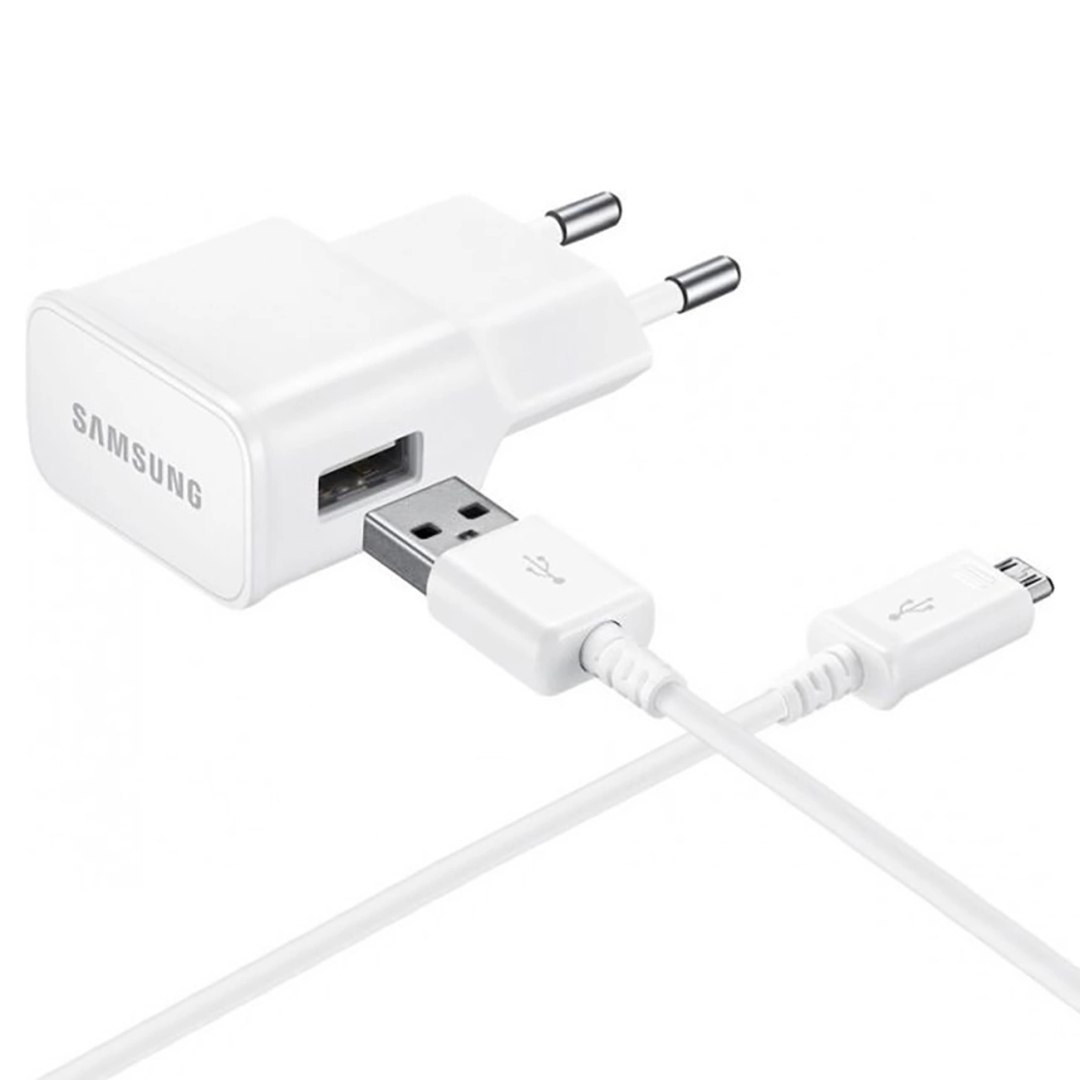 Ładowarka sieciowa 8W z kablem microUSB biała