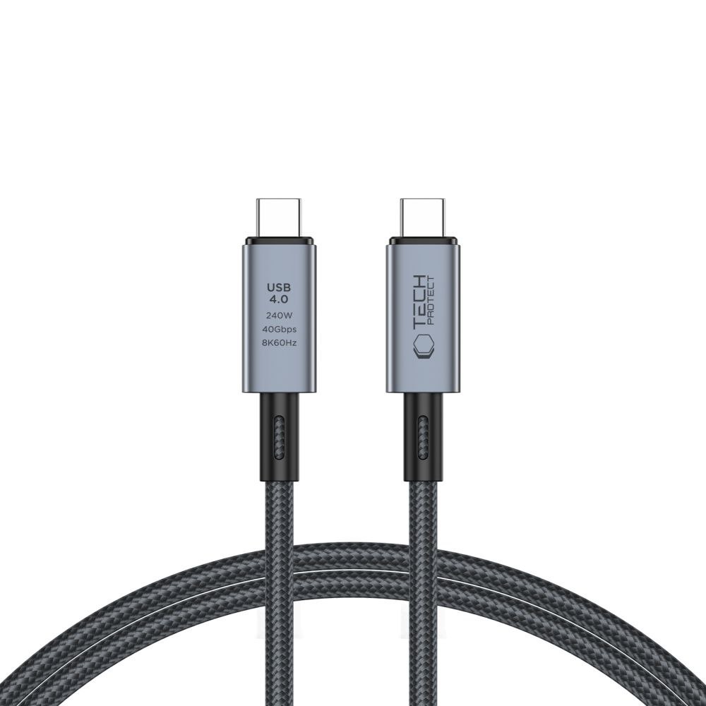 Kabel przewód szybki USB-C 4.0 PD 240W 8K 40Gbps 1m – szary Kabel przewód szybki USB-C 4.0 PD 240W 8K 40Gbps 1m – szary