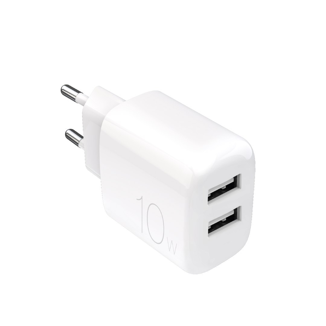 Ładowarka sieciowa 2x USB-A PROLITE 10W – biała