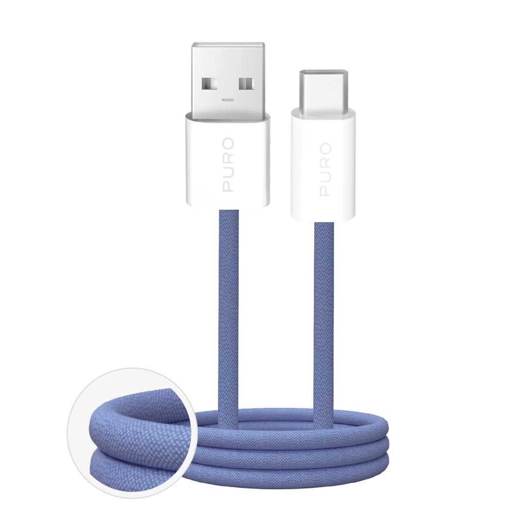 Kabel przewód USB-A – USB-C w oplocie Fabrik 2.0 10W 1.5 m – niebieski