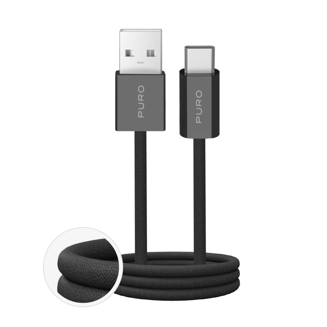 Kabel przewód USB-A – USB-C w oplocie Fabrik 2.0 10W 1.5 m – czarny