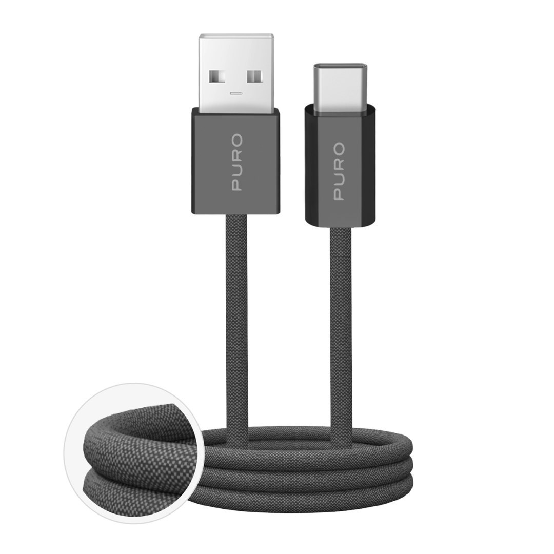 Kabel przewód USB-A – USB-C w oplocie Fabrik 2.0 10W 1.5 m – ciemnozielony